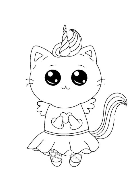 Кошка Единорог раскраска