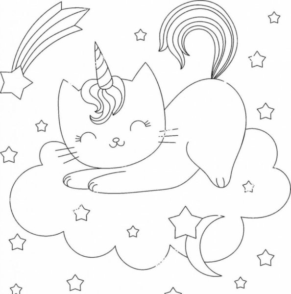 Кот Единорог раскраска