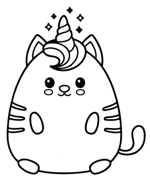 Раскраска котик Единорог