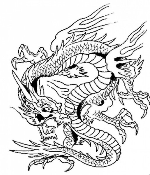 Японский дракон раскраска
