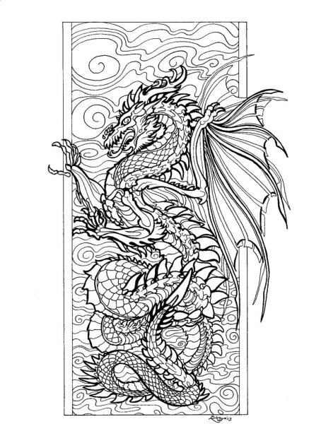 Раскраски сложные для взрослых дракон (43 фото)