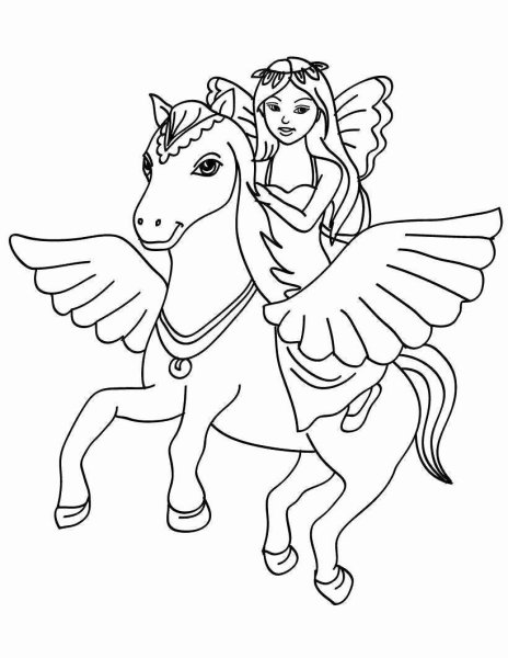 Пегас Единорог с принцессой раскраска