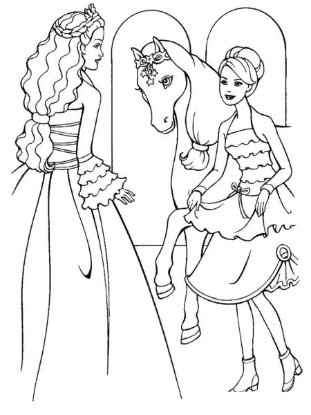 Раскраски Барби принцесса и нищенка