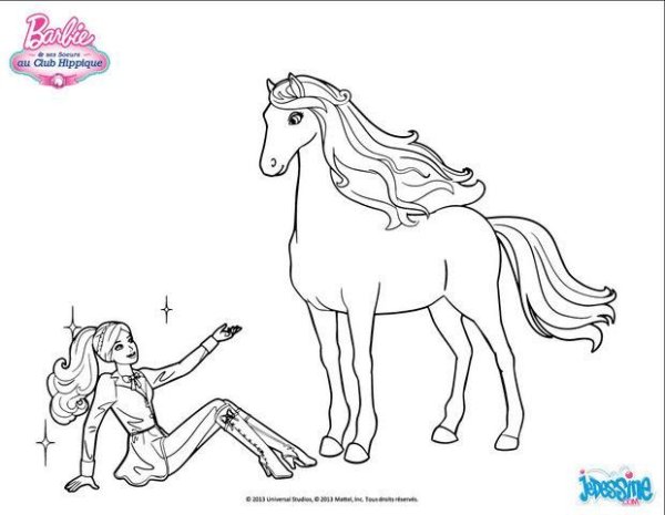 Раскраска Барби с лошадкой