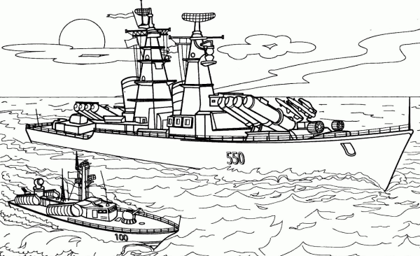 Военные корабли. Раскраска