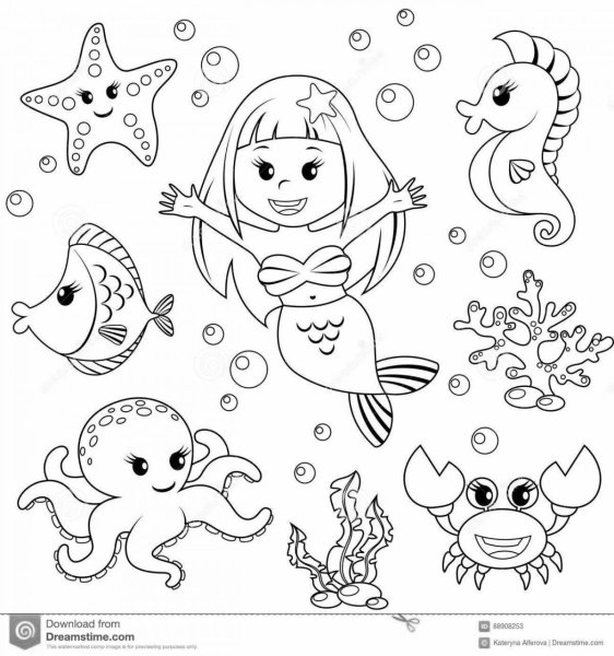 Раскраски для девочек морские обитатели