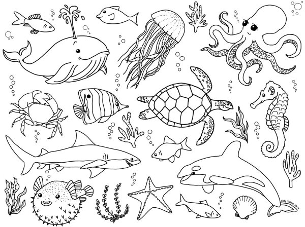 Морские животные рисунки