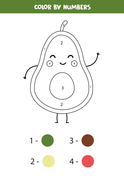Рисунки по цифрам авокадо