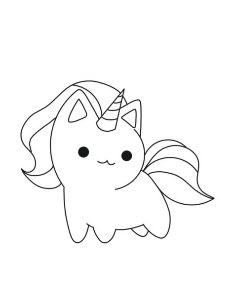 Раскраска котик Единорог