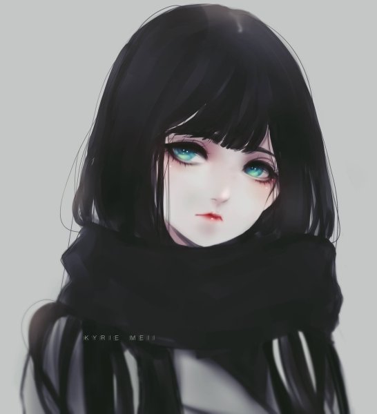 Аниме девушка с черным каре
