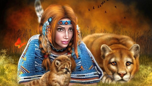 Фэнтези девушки с животными