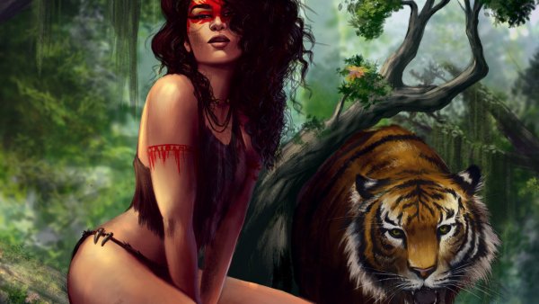 Фэнтези девушки с животными