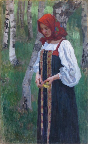 Россинский Владимир Илиодорович -девушка в русском сарафане-1902 г.