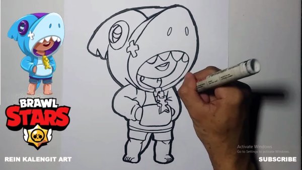 Рисовать Леон акула Brawl Stars