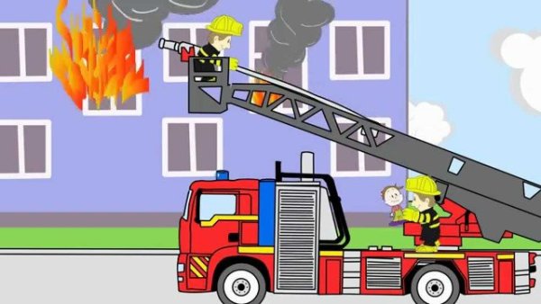 Картинки пожарная машина тушит пожар (47 фото)