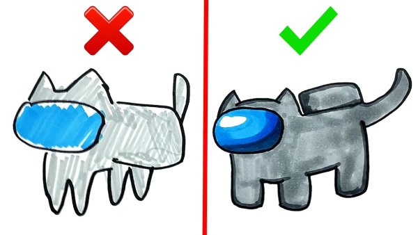 Нарисовать котик among us