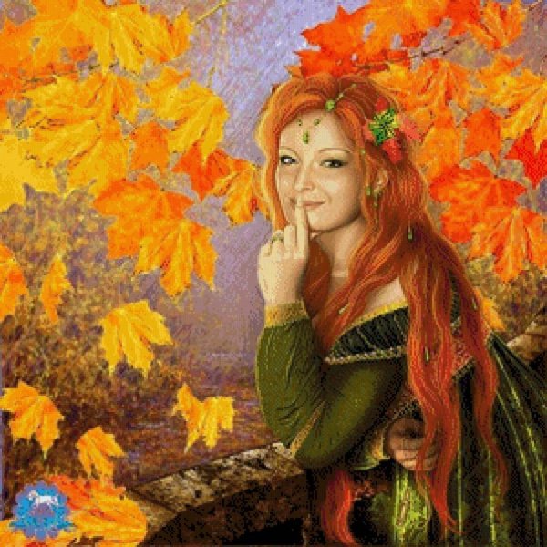 Рыжая женщина и осень