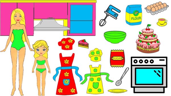 Кухня для бумажной куклы
