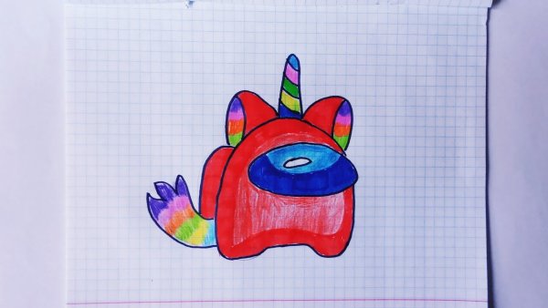 Как нарисовать амонг АС единорога