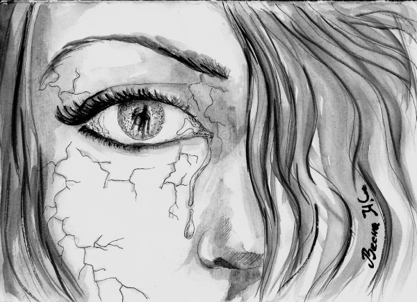 Рисунок плачущей девушки