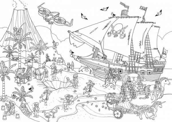 Раскраска Плеймобил пираты