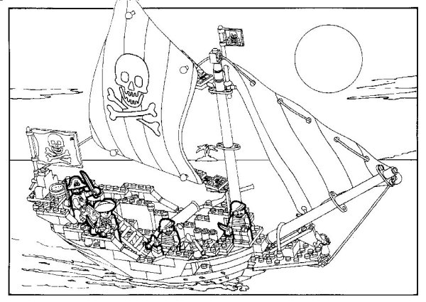 Раскраска лего пиратский корабль