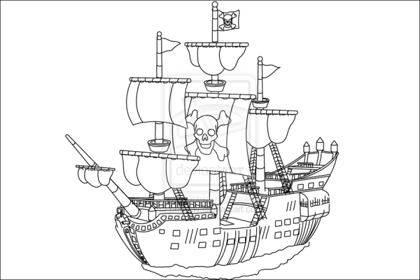 Корабль парусник пиратский спереди