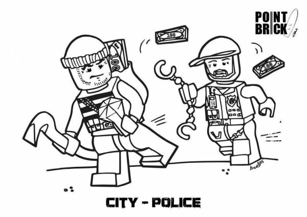 Лего полицейский раскраска
