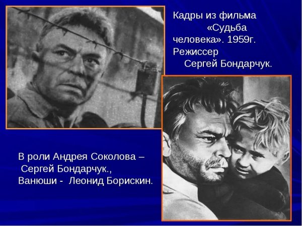 Судьба человека Шолохов Сергей Бондарчук кадры