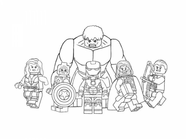 Раскраска лего Марвел Супергерои