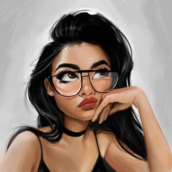 Нарисованные девушки брюнетки