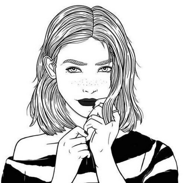 Черно белые рисунки девушек