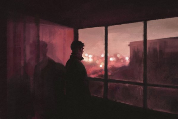 Человек у окна арт