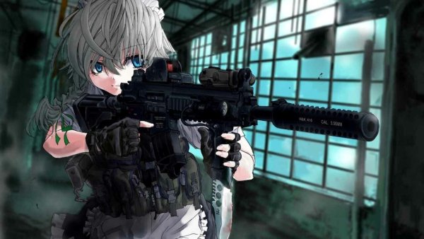 Картинки аниме девушка с оружием (49 фото)