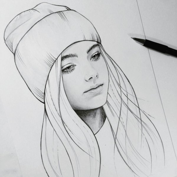 Рисунок девушки карандашом