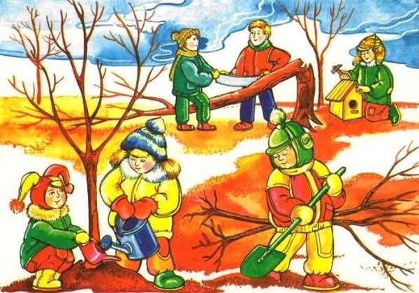 Труд людей весной