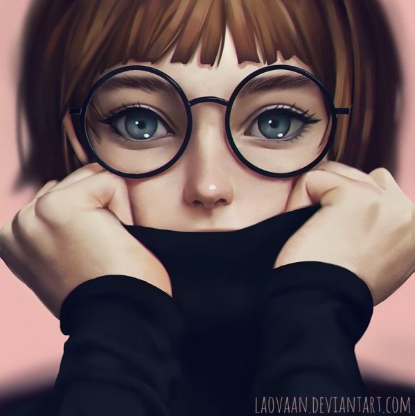 Нарисоыаная Левушка в очках