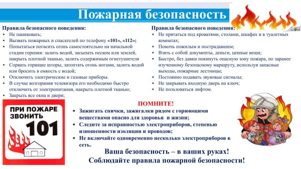 Памятка по пожарной безопасности