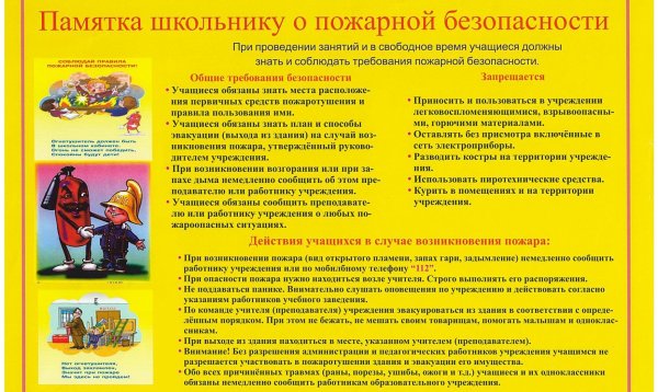 Инструктаж по противопожарной безопасности для школьников