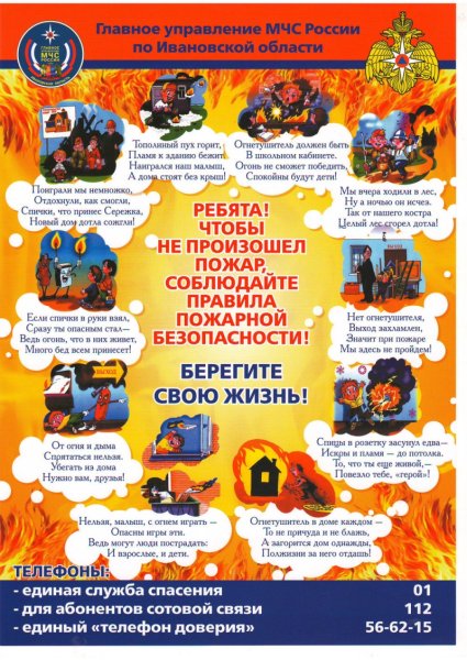 Памятки о мерах пожарной безопасности для детей