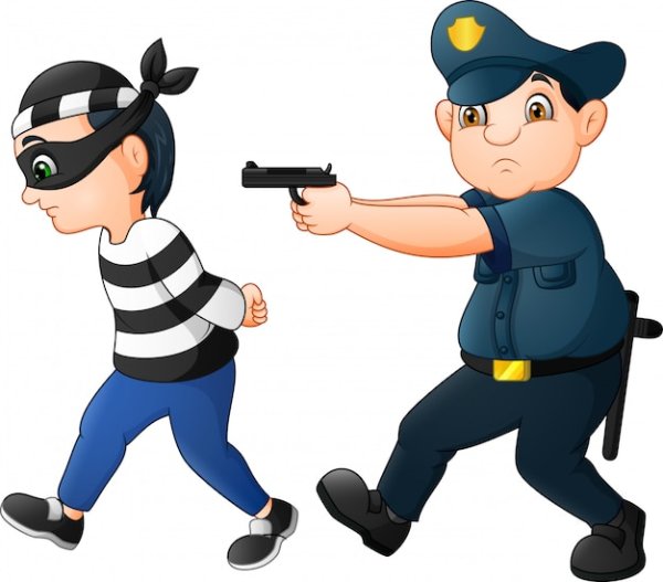 Полиция и преступник для детей