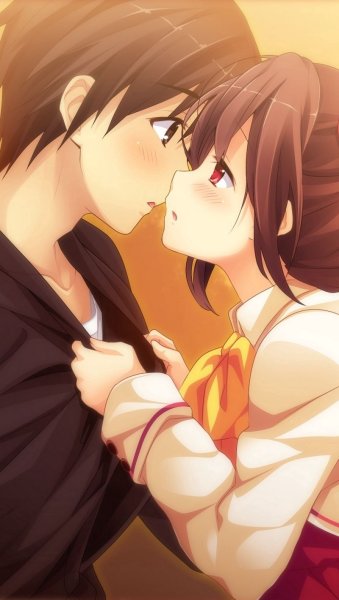 Anime Kajiya Ayano поцелуй