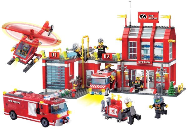Конструктор QMAN Fire Rescue 911 пожарная часть и техника