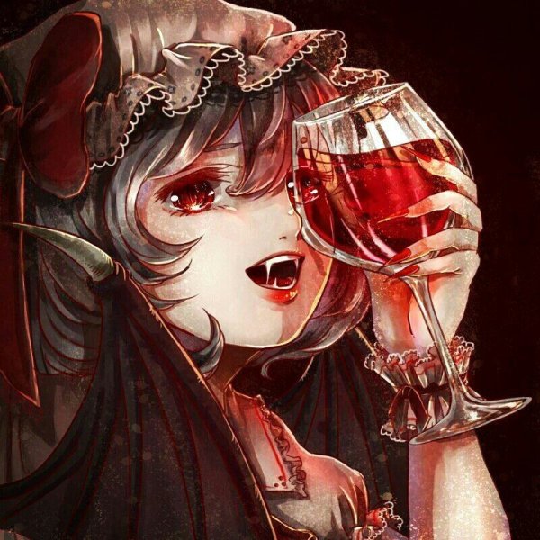 Remilia Scarlet с бокалом
