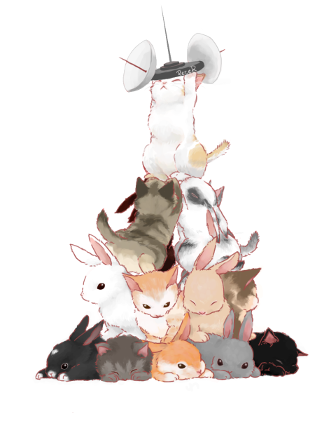 Кот и кролик арт