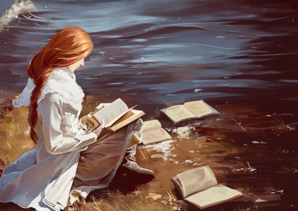 Девушка с книгой арт