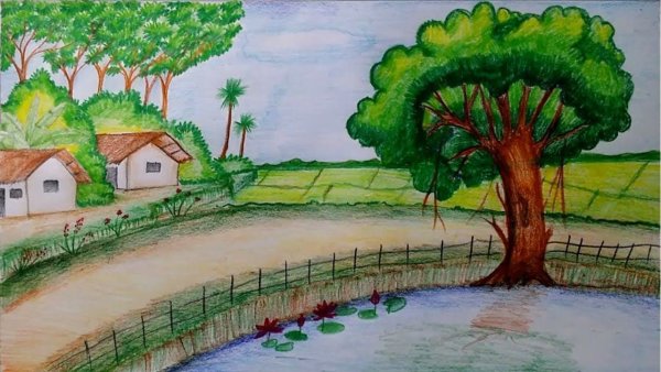 Рисунок на тему природа карандашом
