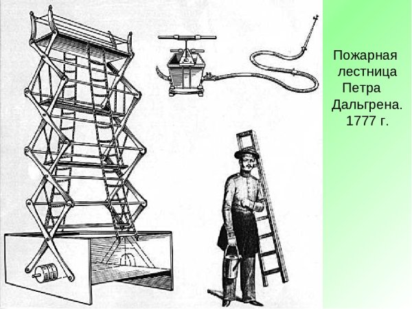 Пожарная лестница Петра Дальгрена 1777 год