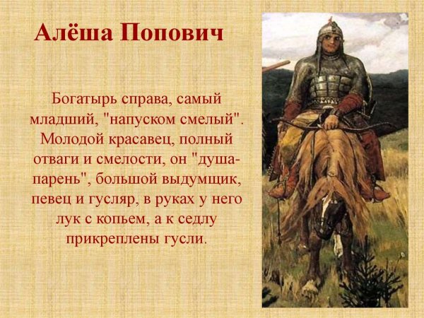 Богатырь Алеша Попович богатырь