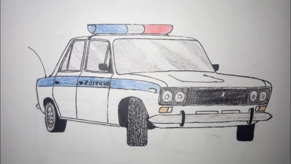 ВАЗ 2107 сбоку рисунок милиция